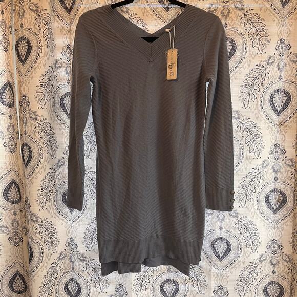Simply Noelle‎ Blue V Neck Tunic Sweater With Button Detail Size XS - Picture 1 of 9